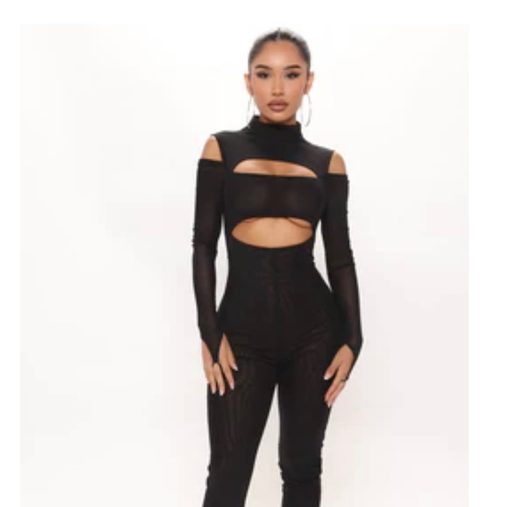 Mesh jumpsuit fashion nova